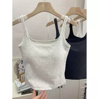 Белый слинг с нагрудной подушечкой Женское нижнее белье Весна/Лето 2025 Новый красивый бюстгальтер с открытой спиной Интегрированный жилет Прилегающий базовый топ Light gray Free size (45.00 kg-62.50 kg