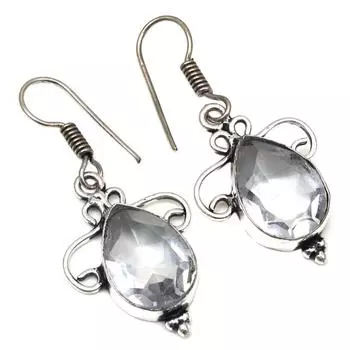 Белый солнечный кварцевый драгоценный камень подарок для нее серебряные ювелирные изделия серьги 1,5