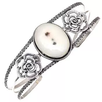 Белый солнечный кварцевый драгоценный камень серебряные ювелирные изделия браслеты-манжеты 7 регулируемые