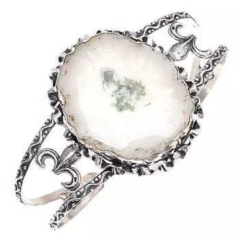 Белый солнечный кварцевый драгоценный камень серебряные ювелирные изделия браслеты-манжеты 7 регулируемые