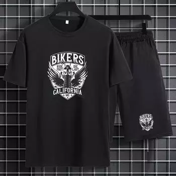 Белый спортивный костюм с принтом черепа, обычная вязка, средняя эластичность S