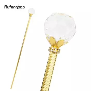 Белый стеклянный хрустальный шар, сказочные палочки из сплава для девочек, палочки принцессы, детская палочка ангела, вечерние косплей, свадьба, день рождения, 91 см золотой