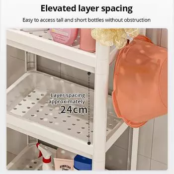 Белый стеллаж для хранения Четыре слоя Защита окружающей среды Для хранения предметов на кухне и в ванной комнате Предметы домашнего хранения белый