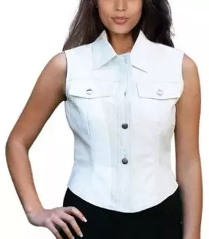 Белый стильный женский кожаный жилет, пальто, зимний жилет, нарядная вечеринка, овчина XS белый