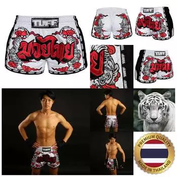 Белый тигр Муай Тай ММА Кикбоксинг Боксерские шорты Ретро винтажные брюки с принтом 3D микрофибра Эластичный бой Обучение боевым искусствам Фитнес Тренировки в тренажерном зале