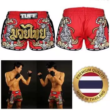Белый тигр Муай Тай Туф ММА Кикбоксинг Боксерские шорты Ретро винтажные брюки с принтом 3D микрофибра Эластичный бой Тренировки по боевым искусствам Фитнес Тренировки в тренажерном зале