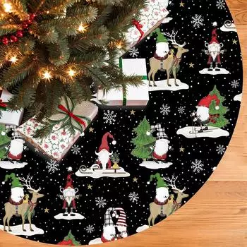Белый тисненый плюшевый рождественский елочный плед, роскошный рождественский напольный коврик, украшение для рождественской елки One Size чёрный