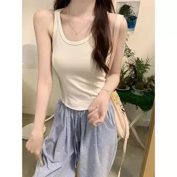 Белый топ Sweet Hot Girl с глубоким вырезом, женский, лето 2024, облегающий, с закругленным подолом, открывающий ключицу, короткий топ S