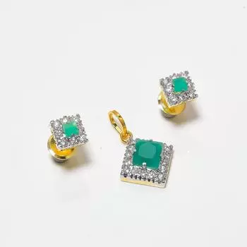 Белый топаз драгоценный камень двухцветный кулон + серьги рождественский подарочный комплект ювелирных изделий U1a42