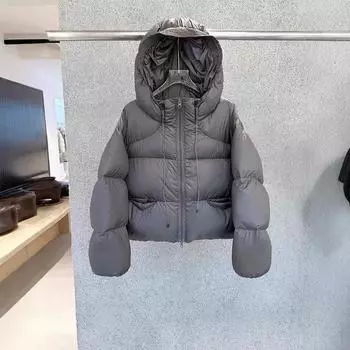 Белый утиный пух легкий роскошный короткий пуховик женский, новая зимняя одежда пуховик утолщенная зимняя одежда M(80-110) серый