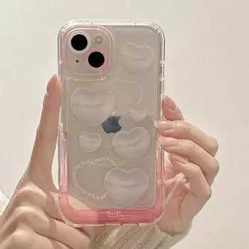 Белый узор любви Невидимый чехол-держатель-подставка для Iphone 13 11 12 14 Pro Max 14 Plus Прекрасный кронштейн Мягкий противоударный чехол For iPhone 12 Pro