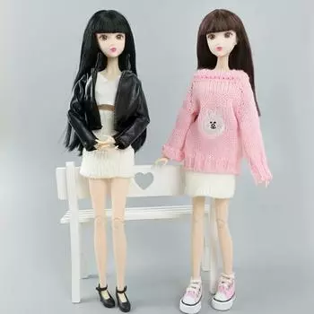 Белый вязаный теплый свитер юбка для куклы Барби одежда А-силуэта наряды для куклы Блайз 1/6 BJD аксессуары для кукол DIY детская игрушка белый