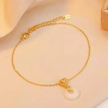 Белый защитный браслет на щиколотку с пряжкой для девочек, аксессуары премиум-класса, новый китайский ретро-дизайн, цепочка для ног, голая цепочка для ног золотой