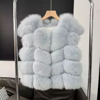 Белый жилет Xiaohua для чая, новый национальный стиль ins демонстрирует тонкий жилет из лисьего меха, шубу для женщин S светло-желтого