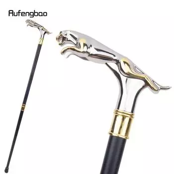 Белый золотой леопард с хвостом, модная трость для вечеринки, декоративная трость, элегантная трость с набалдашником 93 см