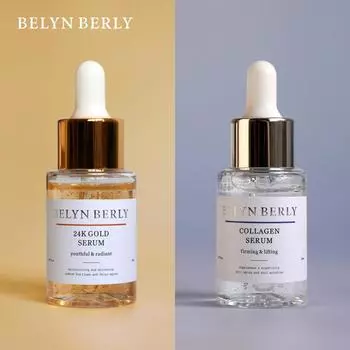 BELYN BERLY 24K Gold Serum + Collagen Face Serum 2PCS/Lot Увлажняющая сыворотка для лица с гиалуроновой кислотой, разглаживающая мелкие морщины и лифтинг