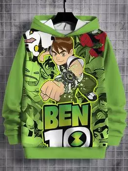 Ben 10 3D-принт Все сезоны Детская повседневная толстовка Крутой пуловер Топы Унисекс Одежда Мальчик Девочка Худи S