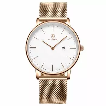 [BEN NEVIS] Men s Watch Simple Stylish Thin Casual Date Display Waterproof Analog Quartz Watch Mesh Band White
