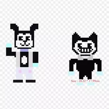 Бенди и чернильная машина Pixel Art, термопереносная печать, виниловые нашивки, наклейки для одежды, аппликации «сделай сам», моющиеся нашивки