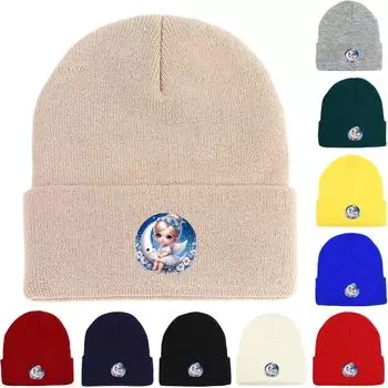 Bending Moon Little Angel Зимняя вязаная шапка Beanie, шапка-череп Уютная теплая модная вязаная шапка Gorro Beanie as the picture зелёный