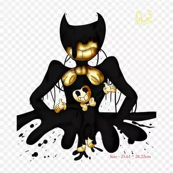 Bendy And The Ink Machine Бэконовый суп Рисование утюгом на термопереносе Печать виниловых нашивок Наклейка для одежды Аппликации своими руками Моющиеся нашитки