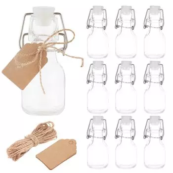 BENECREAT 12 шт. 60 мл стеклянная банка Swing Bottle Mini с 20 ценниками Бутылка для хранения Стеклянные бутылки Бутылка для воды Прозрачный контейнер для хранения чистый