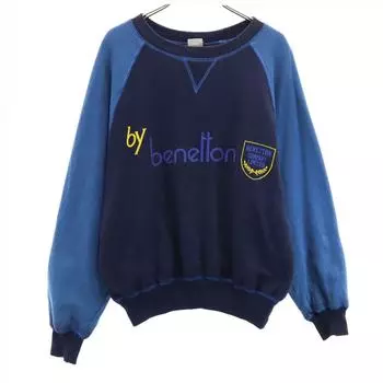 BENETTON 80-х годов Сделано в Италии Старый свитшот с длинным рукавом M Темно-синий Мужской Б/У