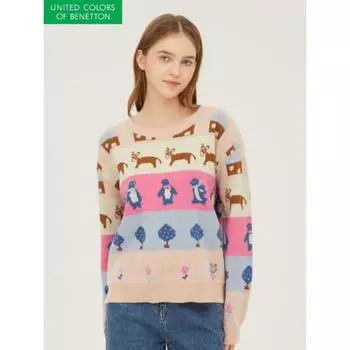 Benetton Animal Jacquard Pattern Knit Bakp77361 LP/OS