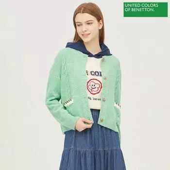 Benetton Benetton Airplane Patch Knit Cardigan Bakc13311 Gn painted/OS