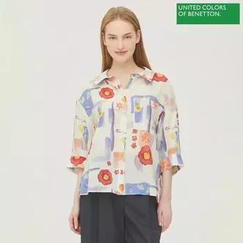 Benetton Benetton Amy Print Blouse Babla6431 Iv Ivory/42