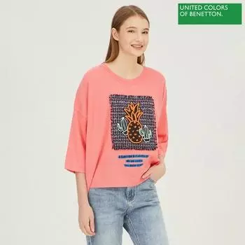 Benetton Benetton Ананасовый твидовый патч вязаный Bakp13241 Pk Pink/OS
