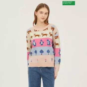 Benetton Benetton Animal Jacquard Pattern Knit Bakp77361 Lp light pink/OS