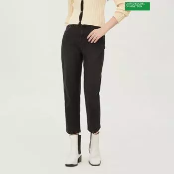 Мешковатые джинсовые брюки Benetton Benetton с вышитой надписью на спине Badpa6441 Bk blacks/44