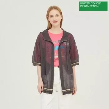 Benetton Benetton Bag Inticia с капюшоном с коротким рукавом на молнии Bakc66331 Dg dark gray/OS