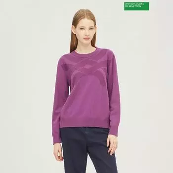 Benetton Benetton Benetton Логотип Жаккардовый свитер 2f 1135u1044 1j8 1J8/S