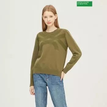 Benetton Benetton Benetton Логотип Жаккардовый свитер 2f 1135u1044 14k 14K/S