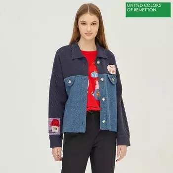 Benetton Benetton Cable Sleeve Trucker Knit Cardigan Bakcb3361 Ny navy/OS