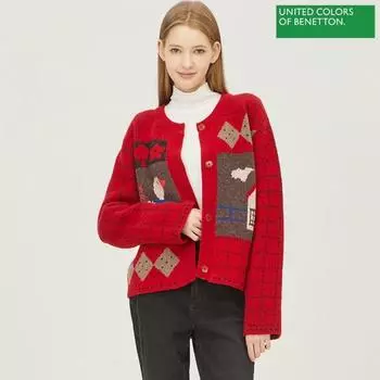 Benetton Benetton Duck JacquaRd Knit CaRdigan Bakcb7361 Rd Red/OS
