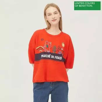 Benetton Benetton Фигурная вышивка Knit Bakpc1431 Rd Red/OS