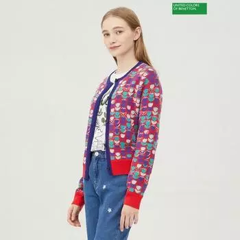 Benetton Benetton Цветочный узор Вязаный CaRdigan Bakca3461 Rd Red/OS