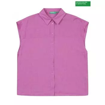 Benetton Benetton Гладкая льняная рубашка 3s 5bmldq03f 0K9_0K9/S