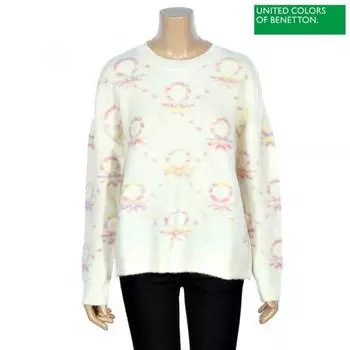 Benetton Benetton Графический узор Круглая вязка Bakp55261 Iv Ivory/OS