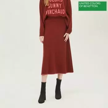 Benetton Benetton Hem Embroidered A Line Knit Skirt bAsk56261 Wi wines/OS