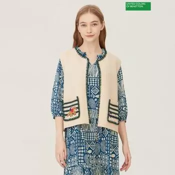 Benetton Benetton Hoshi Embroidered Pocket Knit Vest Bakva3461 Cr creamy/OS