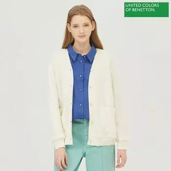 Benetton Benetton Кардиган Тип Джемпер Bajpf2311 Iv Ivory/OS