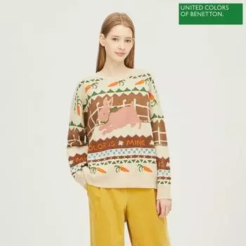 Benetton Benetton Кролик Жаккардовый Трикотаж Bakpb8361 Be beige/OS