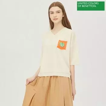 Benetton Benetton крючком Neon Карманный вязаный Bakpb2431 Iv Ivory/OS