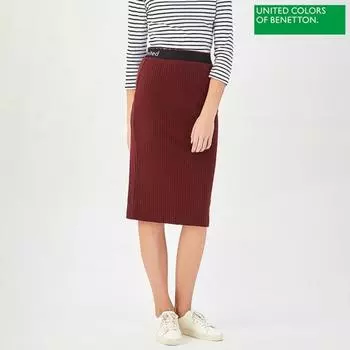 Benetton Benetton Надпись Ленточная Трикотажная Юбка Baskf1941 Wi wines/42
