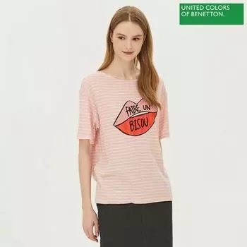 BeneTTon BeneTTon Lip Sequin T shirT baTse1231 Pk Pink/42