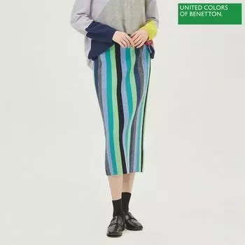 Benetton Benetton Многоцветная полосатая трикотажная юбка Bask04311 Ny navy/OS